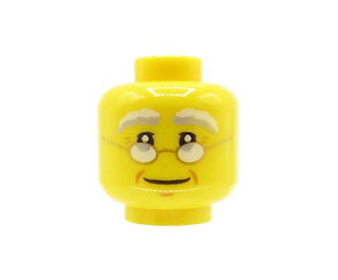 Go to product LEGO minifigure head - male / grandpa, glasses, gray eyebrows