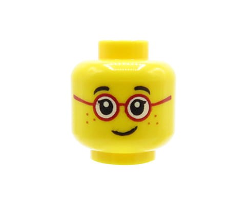 Accéder au produit Tête de figurine LEGO - enfant, taches de rousseur, lunettes