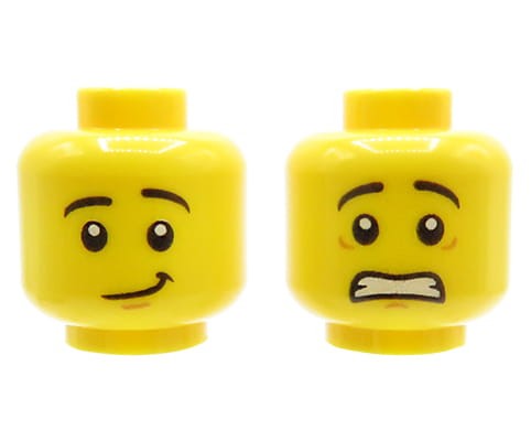 Accéder au produit Tête de figurine LEGO - homme, double face, sourire / peur