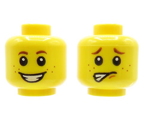 Accéder au produit Tête de figurine LEGO - enfant, taches de rousseur, double face