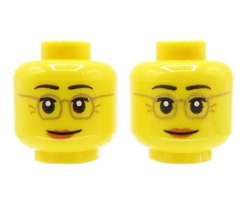 Accéder au produit Tête de figurine LEGO - femme / grand-mère, lunettes
