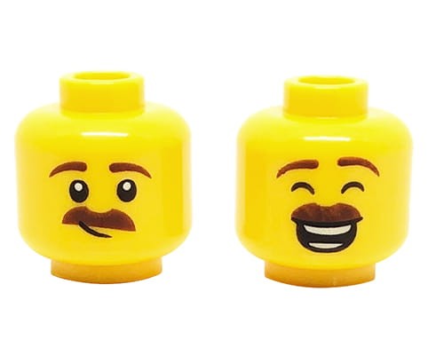 Accéder au produit Tête de figurine LEGO - homme, moustache, double face