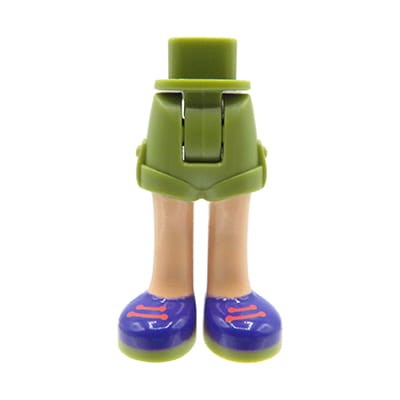 Nogi figurki LEGO Friends krótkie spodenki w kolorze oliwkowym i fioletowe trampki