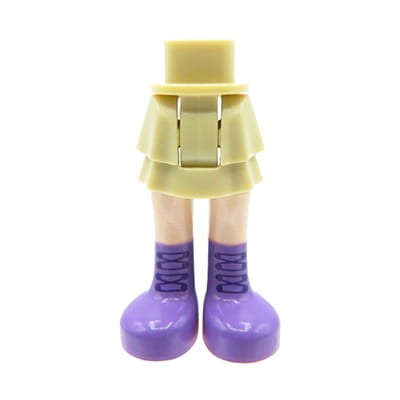 LEGO Friends minifig legs - beige skirts, lavender boots