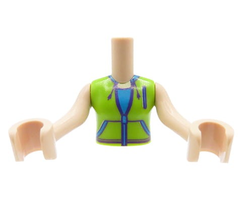 Accéder au produit Mini-torse de poupée LEGO Friends - veste et gilet vert citron avec fermeture éclair