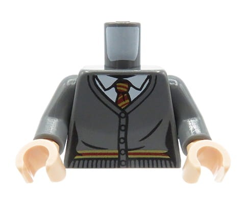 Accéder au produit Torse de figurine LEGO - pull cardigan gris, chemise, cravate