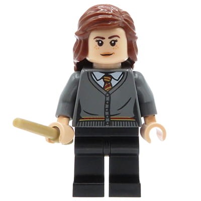 LEGO Harry Potter Minifigure - Harry Potter - black legs, dark bluish gray Gryffindor cardigan sweater, magic wand