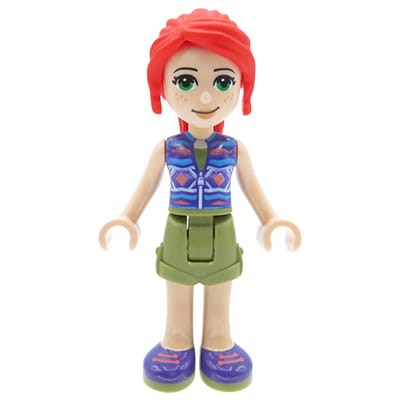 LEGO Friends Mini figure- Mia - olive green shorts, dark purple sleeveless jacket