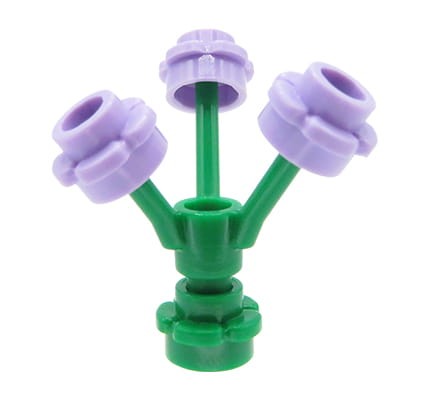 LEGO lavender flowers on green stems.