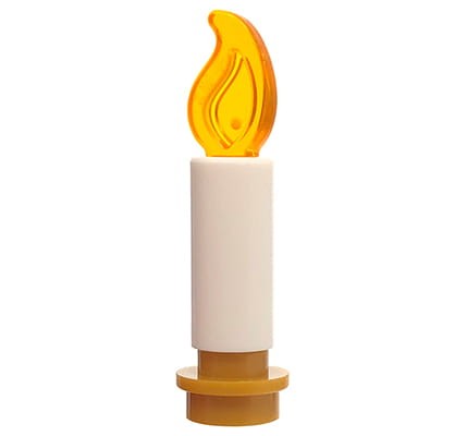 Candle with a flame - white - made of LEGO parts