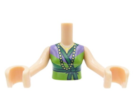 Tors / brzuch figurki LEGO Friends zielono-fioletowa bluzka z wiązaniem i złotymi koralami