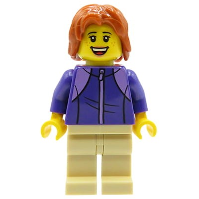 LEGO City Minifigure - Woman / Mom in a sweatshirt.
Mini figurka LEGO City kobieta / mama w fioletowej bluzie, piaskowych spodniach.