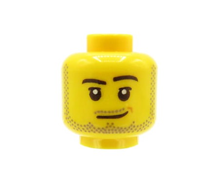 Głowa figurki LEGO w kolorze żółtym, męska, zarost