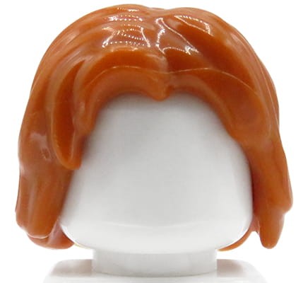 LEGO minifig hair - dark orange / ginger, mid-length