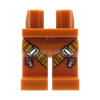 Nogi / spodnie figurki LEGO ciemne pomarańczowe z nadrukiem uprzęży