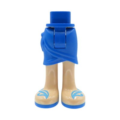 LEGO Friends minifig legs - blue skirt, sandals, light nougat legs