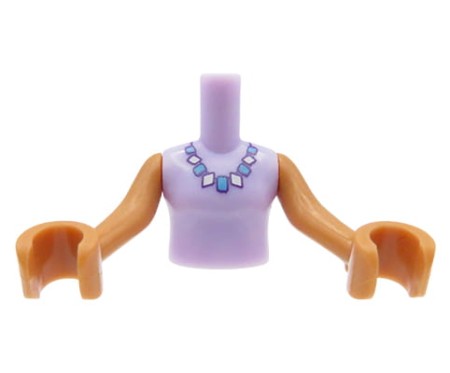 LEGO Friends minifig torso - lavender turtleneck, necklace, medium nougat arms