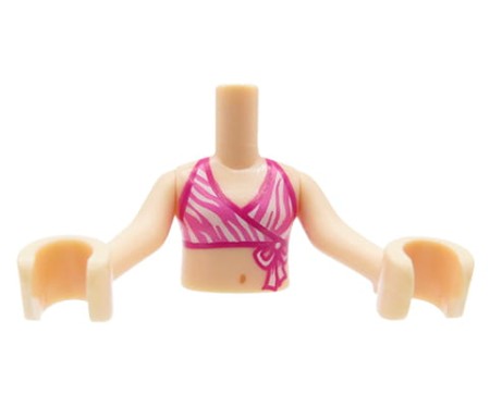 LEGO Friends minifig torso - white and magenta bikini top, light nougat arms