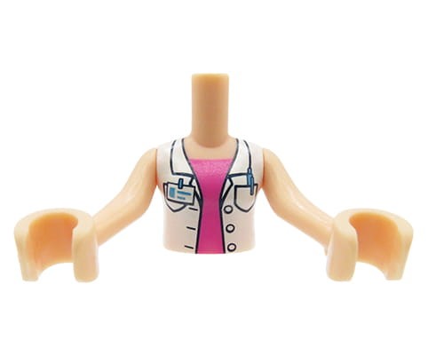 Accéder au produit Mini-torse de poupée LEGO Friends : haut chemisier blanc, chemise rose