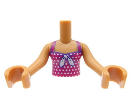 LEGO Friends minifig torso - magenta halter top, medium nougat arms