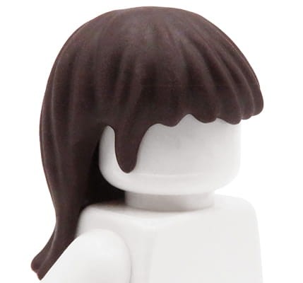 LEGO Friends minifigure hair - dark brown, long, straight