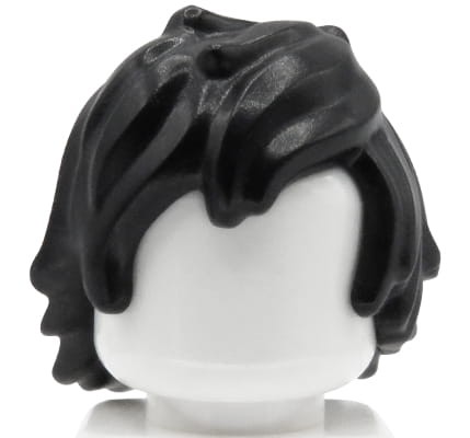 LEGO minifig hair - black, tousled, long bangs