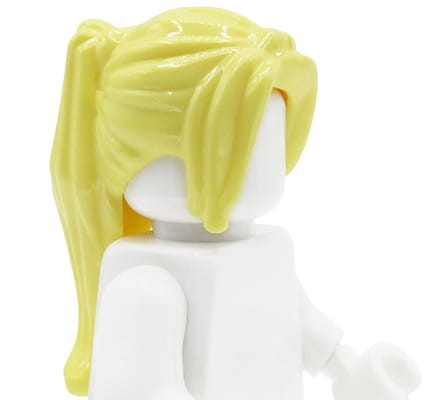 LEGO minifigure hair - female, blonde / bright light yellow, ponytail