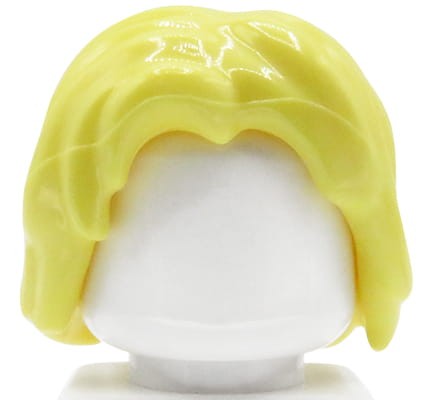 LEGO minifigure hair - bright light yellow / blonde, mid-length