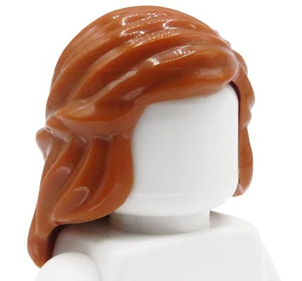 Włosy figurki LEGO damskie, rude / ciemne pomarańczowe, długie z upiętym warkoczykiem