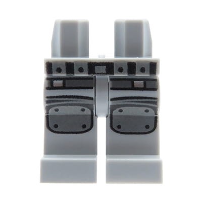 LEGO minifigure legs - light bluish gray pants with belt and silver knee pads