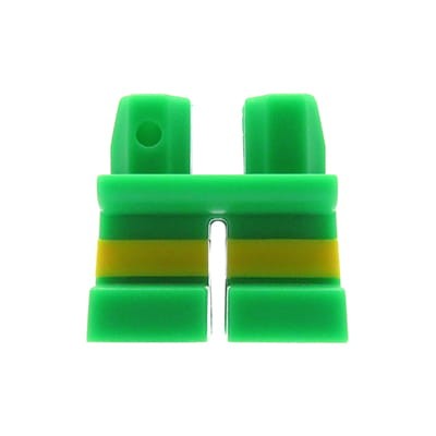 LEGO minifigure short legs - green pants with yellow stripes
