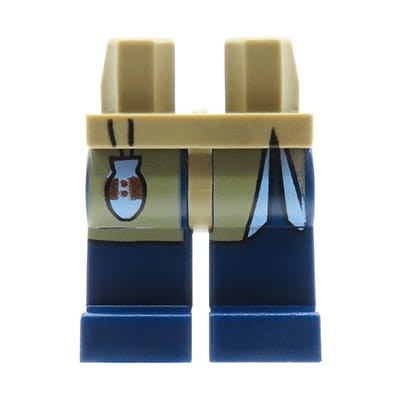 Accéder au produit Jambes de figurine LEGO - pantalon beige et bleu foncé, pochette