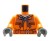 LEGO minifigure torso - worker / orange jacket with gray hood, belt, gloves