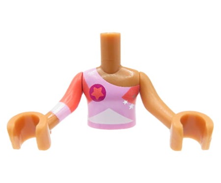 LEGO Friends minifig torso - bright pink one shoulder blouse, medium nougat arms