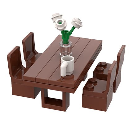 Accéder au produit Mobilier : Table avec chaises - ensemble personnalisé en briques LEGO