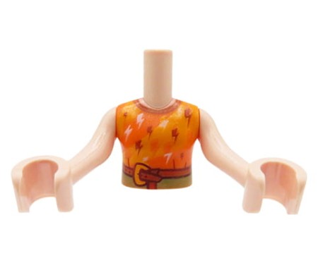 LEGO Friends minifig torso - dark orange top with belt, light nougat arms