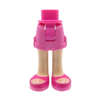 LEGO Friends minifig legs - dark pink shorts, magenta sandals, light nougat legs