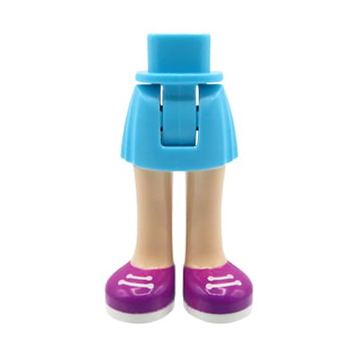 LEGO Friends minifig legs - medium azure skirt, magenta shoes, light nougat legs