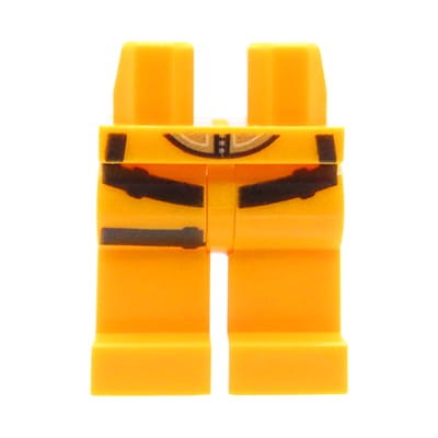 LEGO minifigure legs - bright light orange pants with black print.