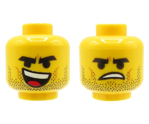Accéder au produit Tête de figurine LEGO - homme, barbe de trois jours, double face