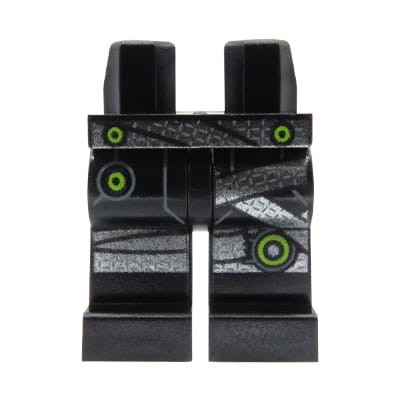 LEGO minifig legs - black pants with silver belt and tapes
