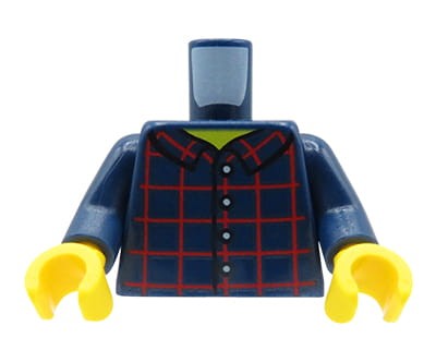LEGO minifigure torso - dark blue plaid shirt