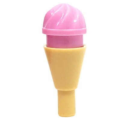 LEGO raspberry ice cream in waffle cone
