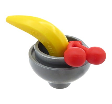 Silver bowl of fruits - cheries and banana
