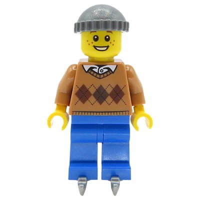 LEGO City Minifigure - Boy / Teenager in a medium nougat sweater and skates 
Mini figurka LEGO chłopak/ nastolatek na łyżwach, w brązowym swetrze