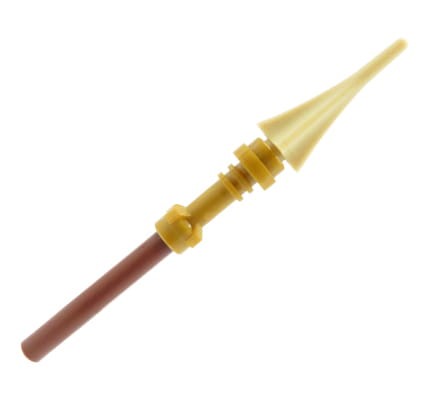 LEGO Ninjago spear - tan and gold on brown stick