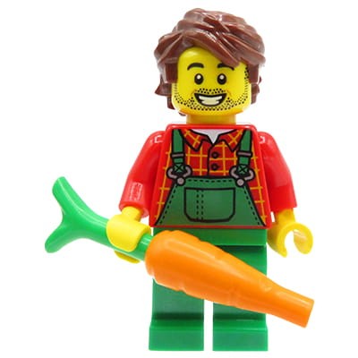 LEGO City Minifigure - Male Farmer / Gardener in green overalls with carrot
LEGO City - mini figurka farmer  / ogrodnik / rolnik  w zielonych ogrodniczkach + marchewka