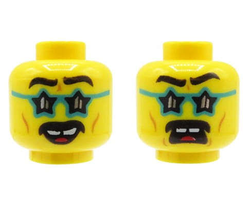 Accéder au produit Tête de figurine LEGO - homme, lunettes étoiles, double face
