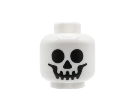 Weißer LEGO Minifigurkopf mit Skelett- / Schädelaufdruck