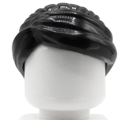 LEGO minifigure hair - woman, black, swept back into bun